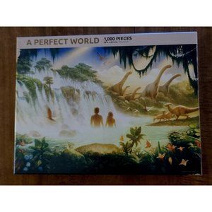 A PERFECT WORLD 1,000 PIECES PUZZLE BRAND NEW, ADAM & EVE, DINOSAURS